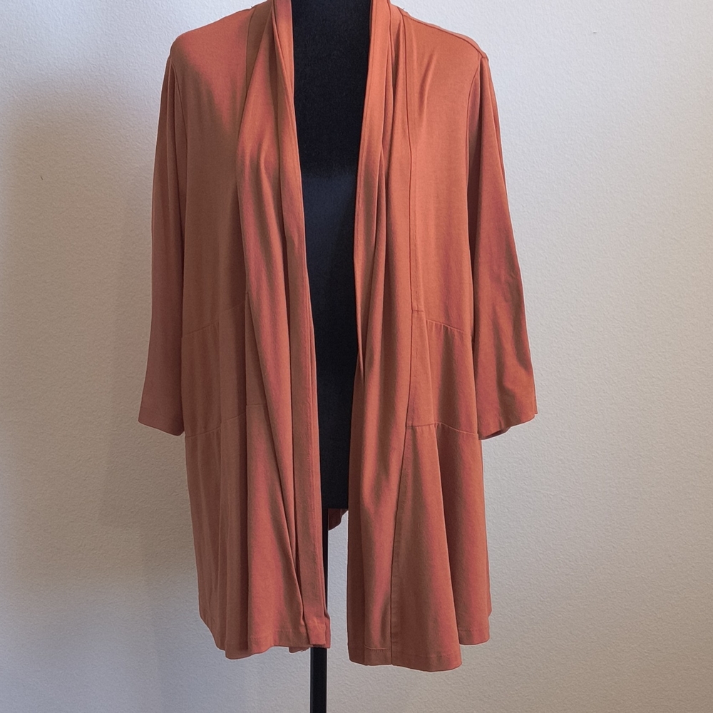 Catherines Petite Knit Open Front Cardigan- Coral Orange, 18/20WP